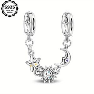 925 Sun Star & Moon Double Hang Bracelet Charm